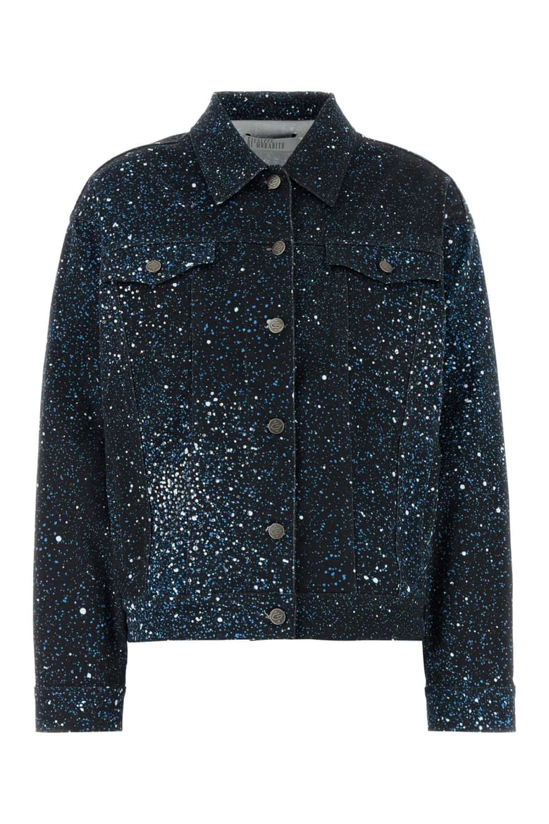 printed stretch denim jacket by Selfnex