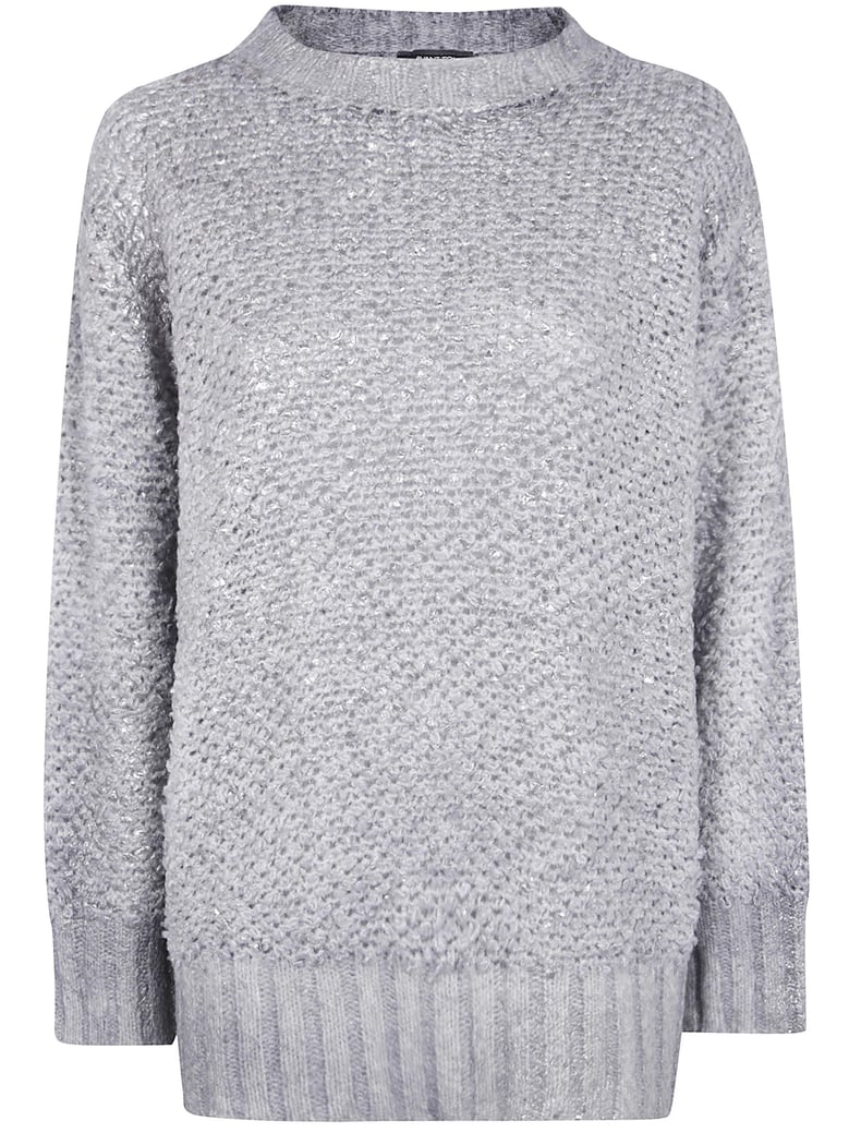 hand painted round neck furry stitch pullover with lamination by Selfnex