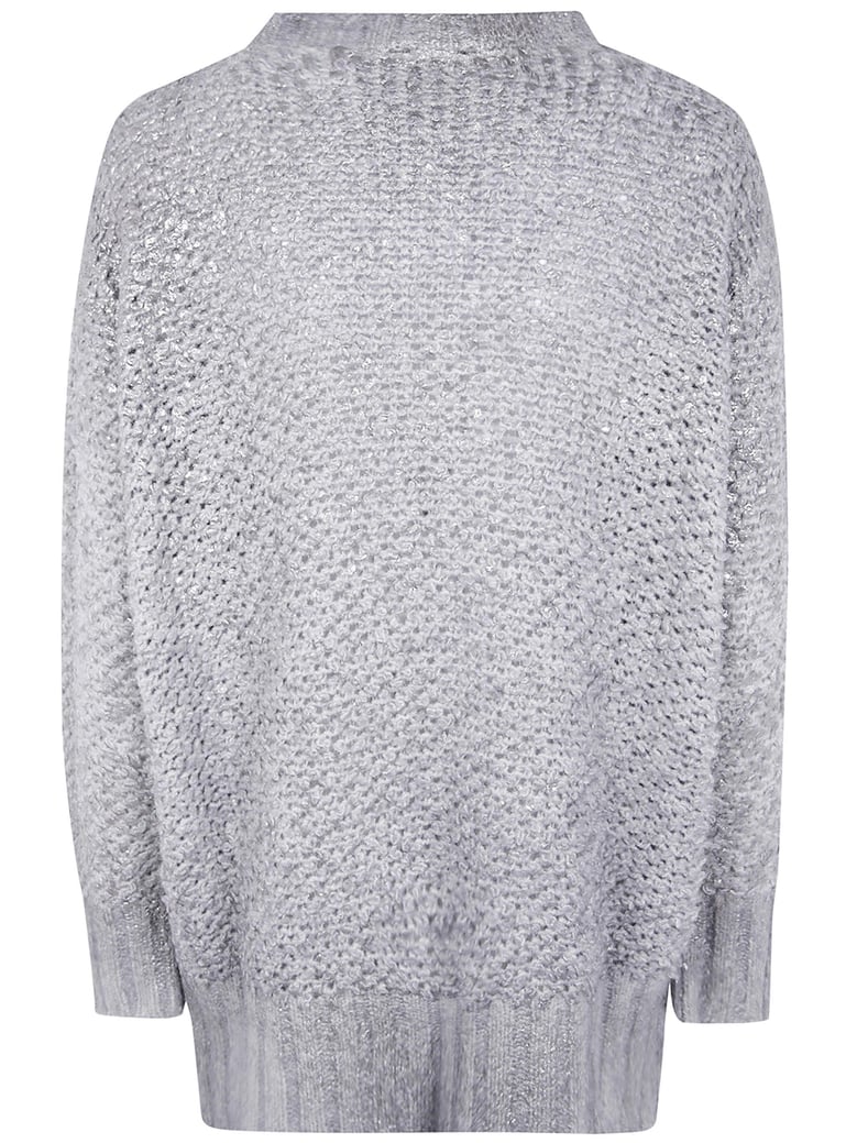 hand painted round neck furry stitch pullover with lamination by Selfnex