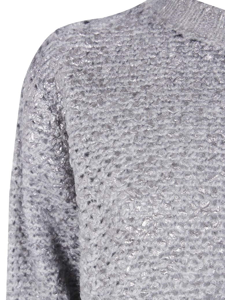 hand painted round neck furry stitch pullover with lamination by Selfnex