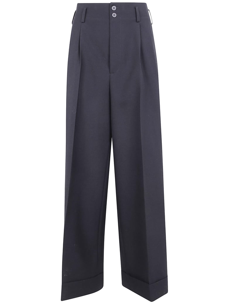 wide leg wool trousers by Selfnex