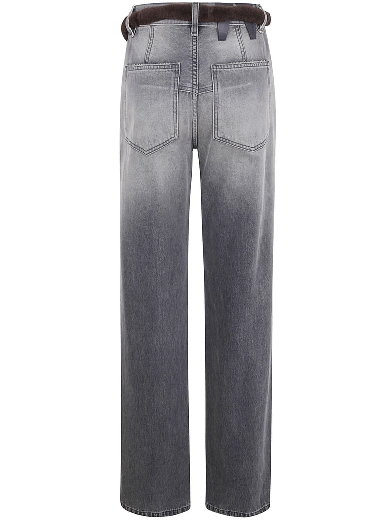 lufur belt adorned straight leg denim by Selfnex