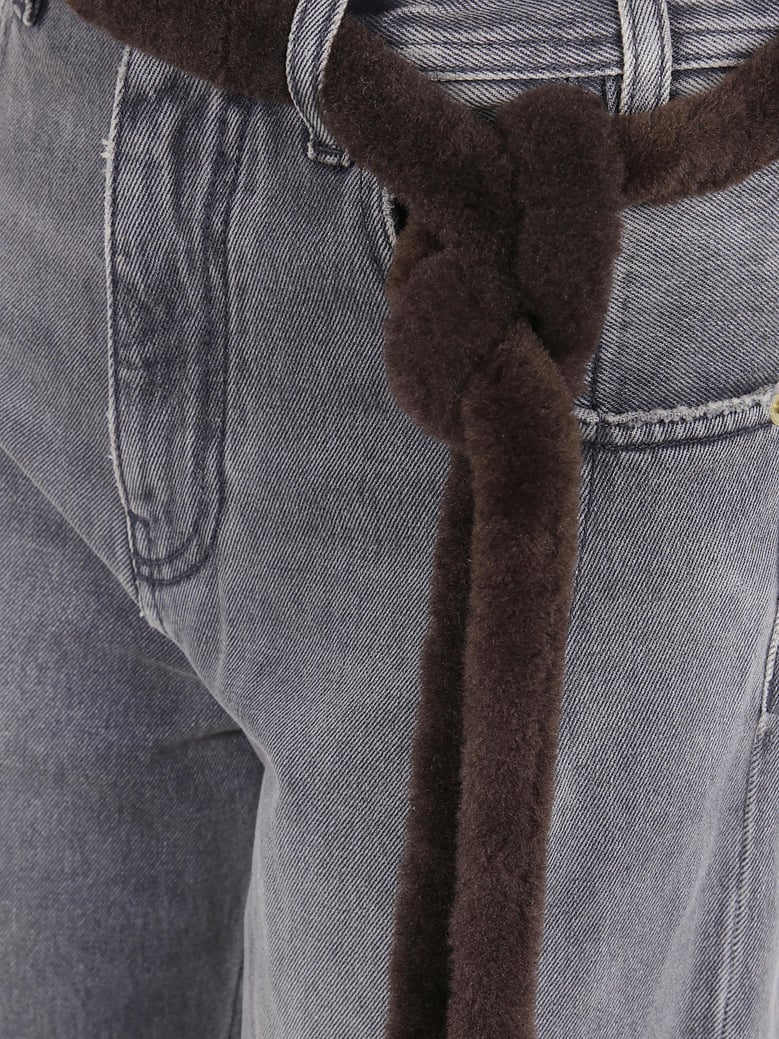 lufur belt adorned straight leg denim by Selfnex