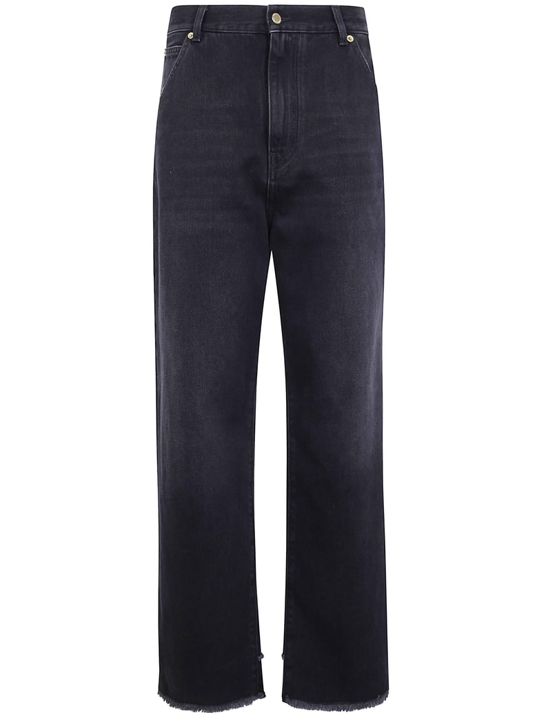 lisa belt adorned loose fit denim by Selfnex
