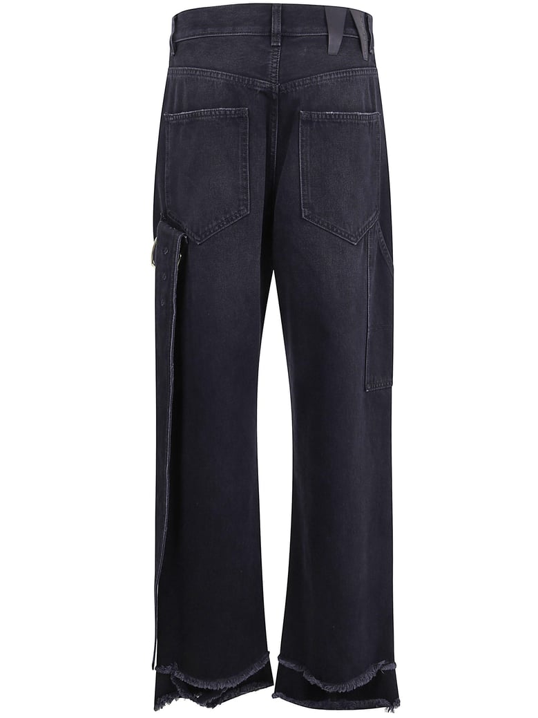lisa belt adorned loose fit denim by Selfnex