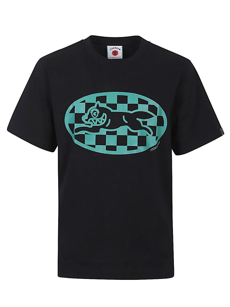 checker running dog t-shirt by Selfnex