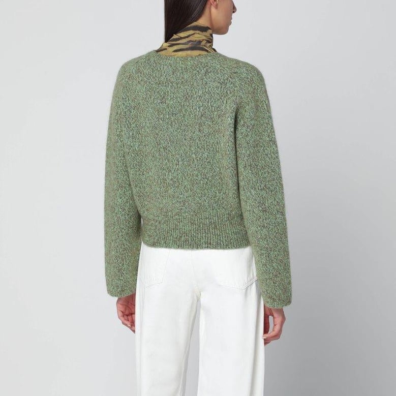 green woolblend textured sweater by Selfnex