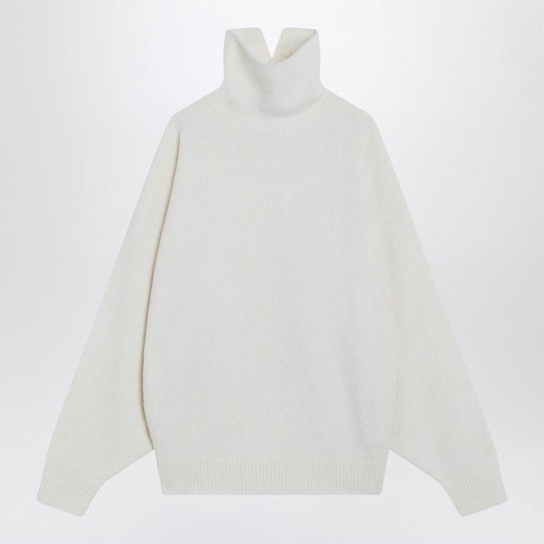 white turtleneck sweater in wool by Selfnex