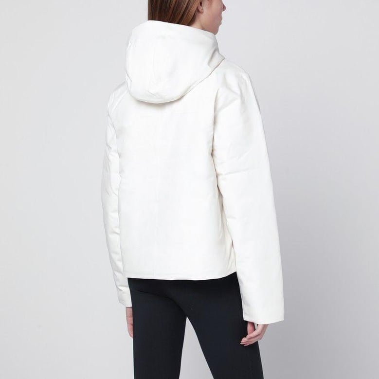 white mountain range hooded down jacket by Selfnex