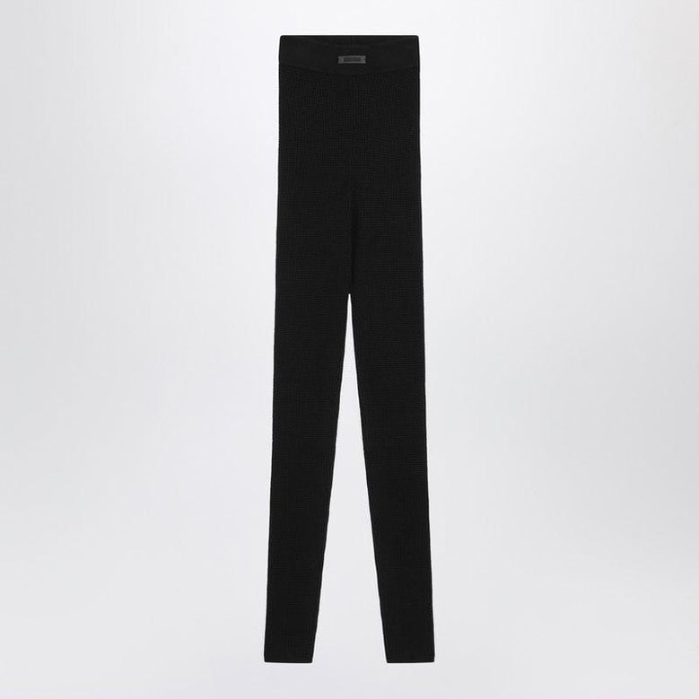 black leggings in stretch waffle fabric by Selfnex