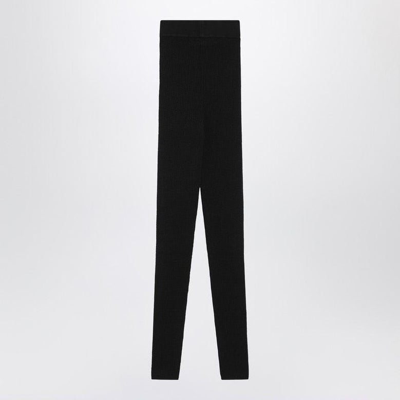 black leggings in stretch waffle fabric by Selfnex