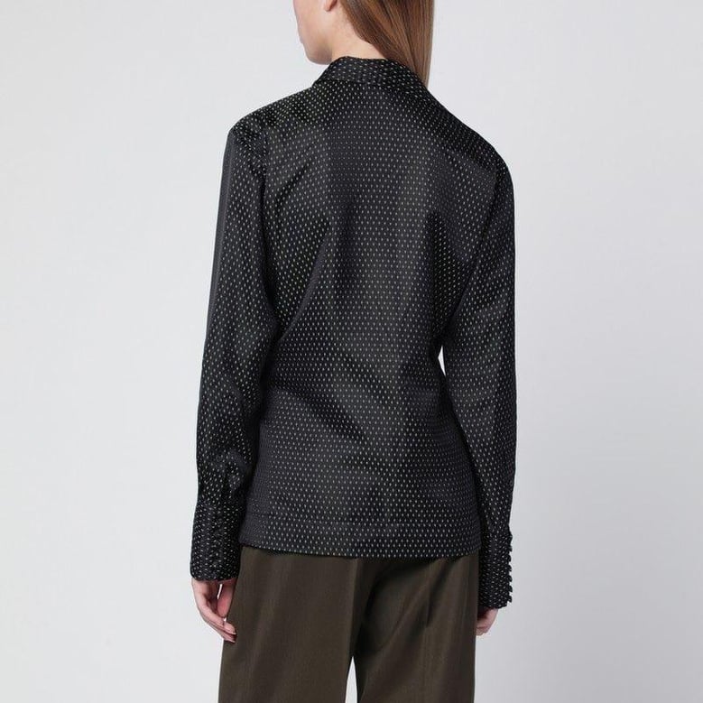black wrap shirt with jacquard texture by Selfnex