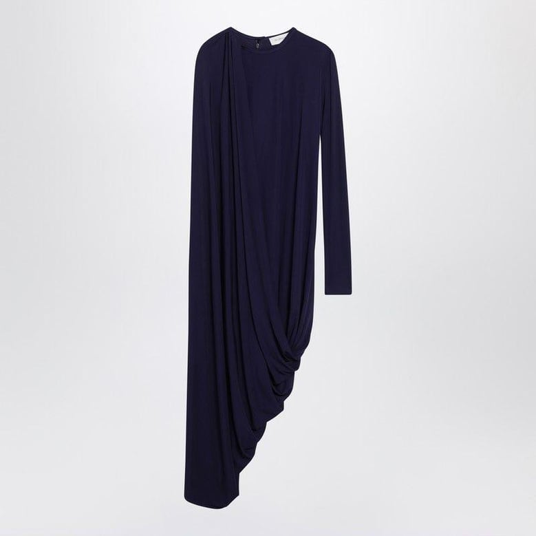 dark purple draped asymmetric dress by Selfnex