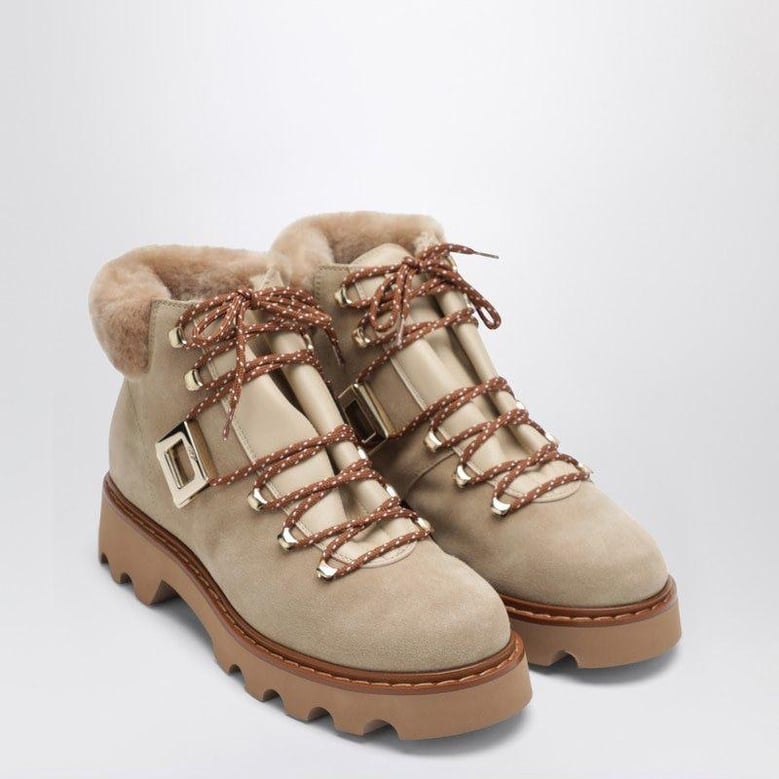 viv rangers truck booties in suede beige by Selfnex