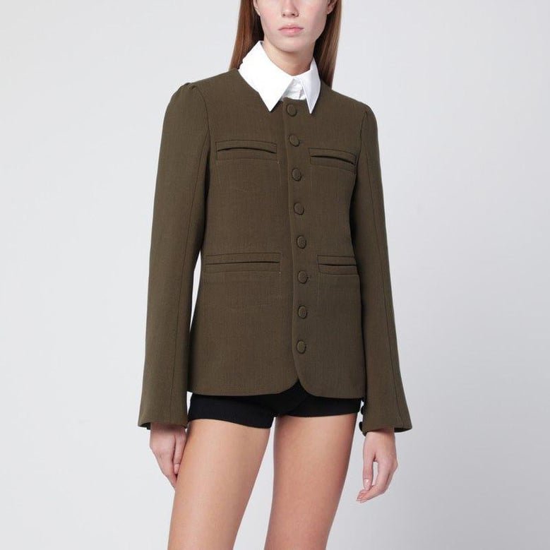 moss green woolblend jacket by Selfnex