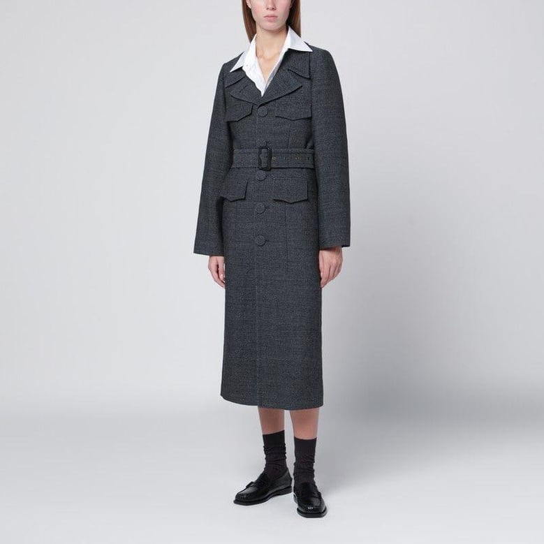 grey wool coat with belt by Selfnex