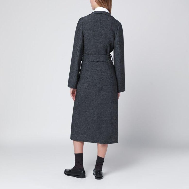 grey wool coat with belt by Selfnex