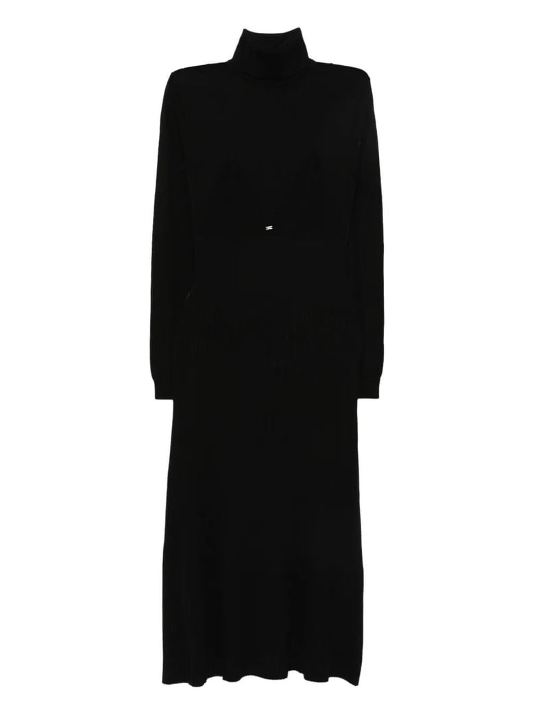 wool blend dress with high neck by Selfnex