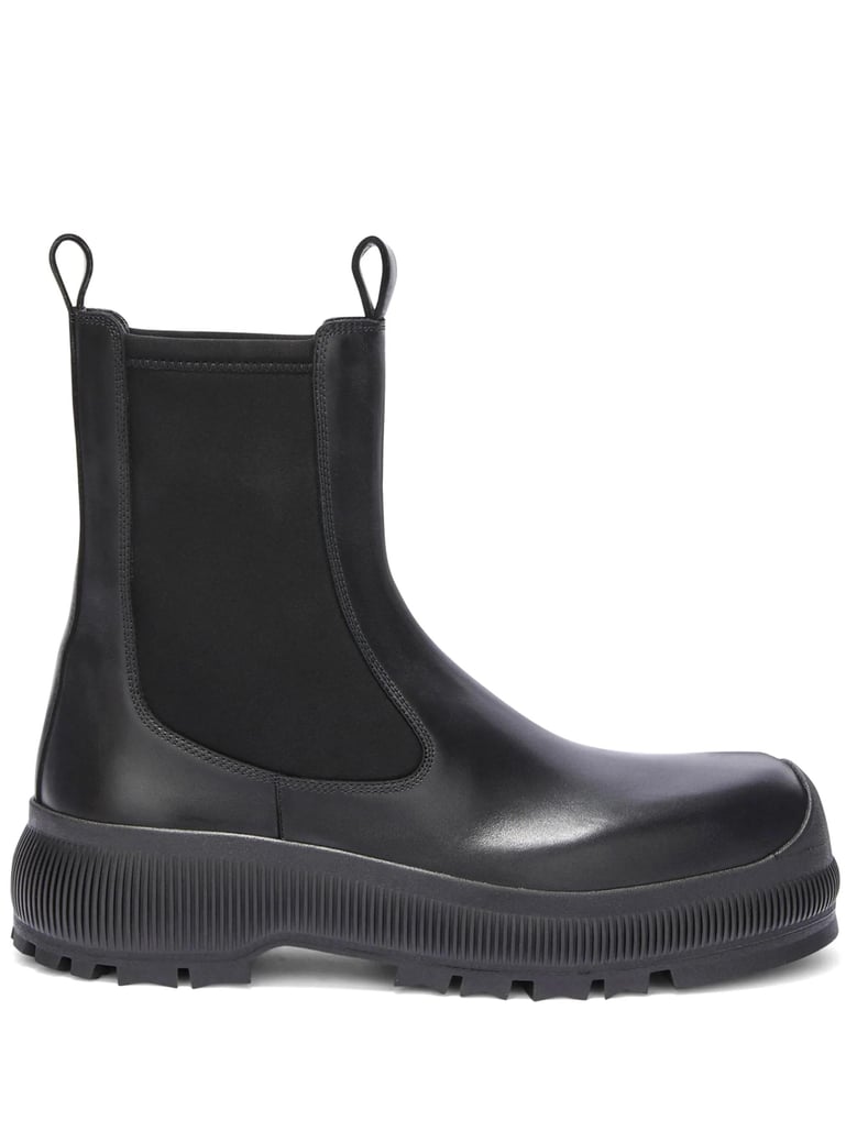 black leather chelsea boots by Selfnex