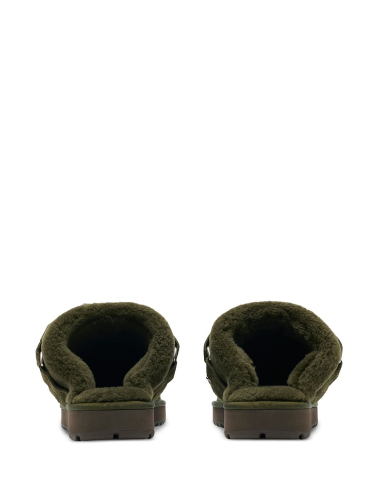 green chubby cotton mules by Selfnex