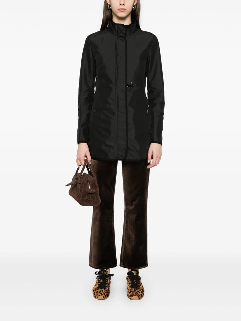 short black polyester coat by Selfnex
