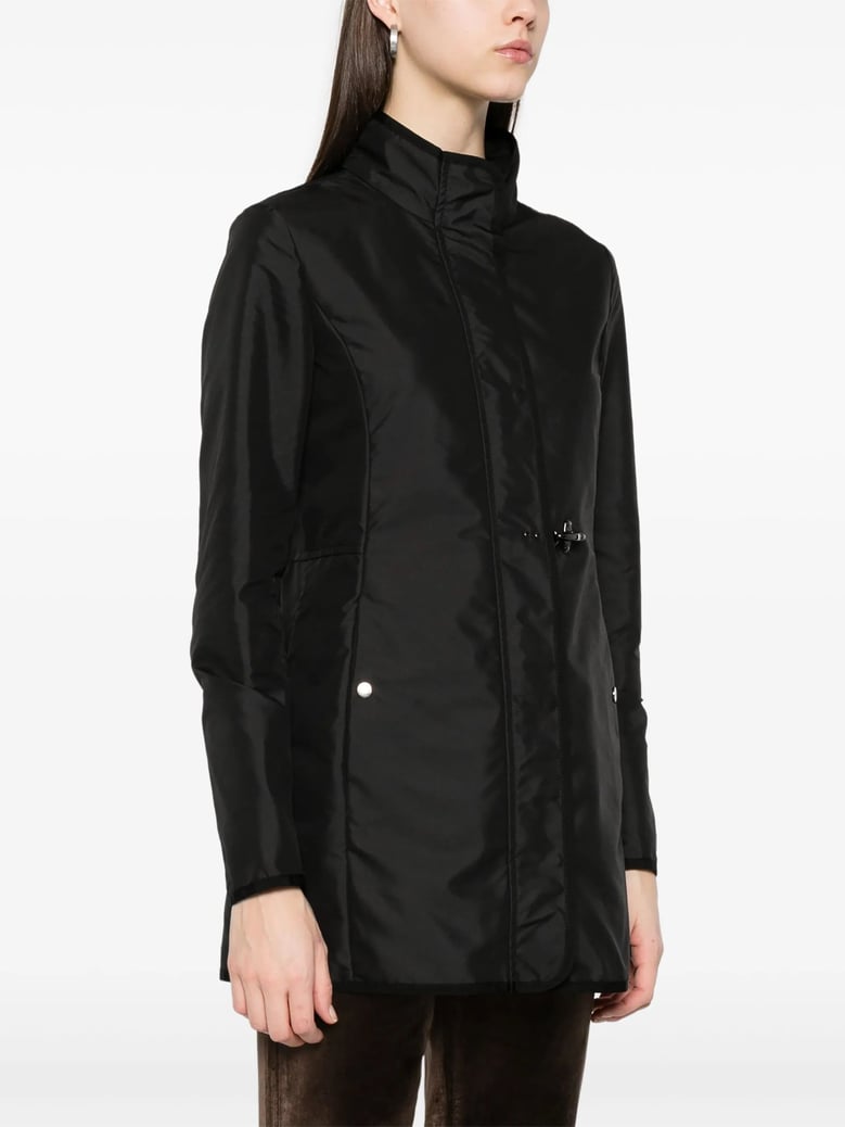 short black polyester coat by Selfnex