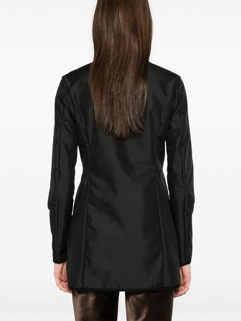 short black polyester coat by Selfnex