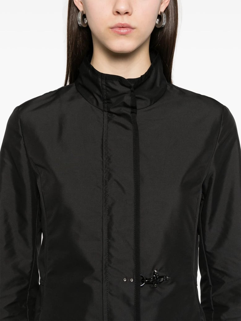 short black polyester coat by Selfnex