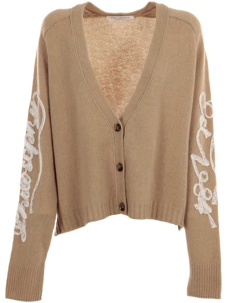 nude viscose cardigan by Selfnex