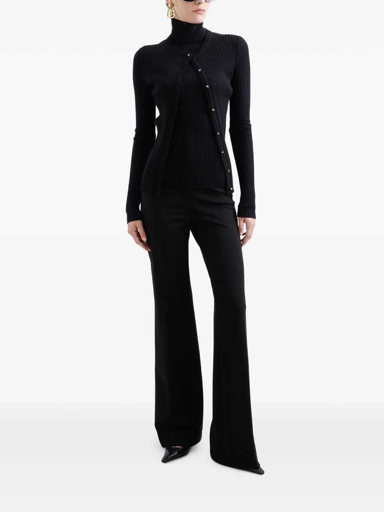 black ribbed knit cardigan by Selfnex
