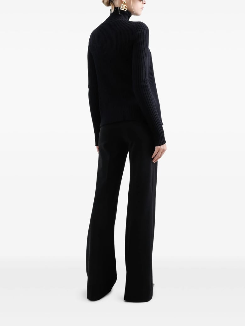 black ribbed knit cardigan by Selfnex
