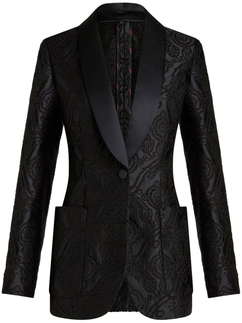 black jacquard blazer by Selfnex