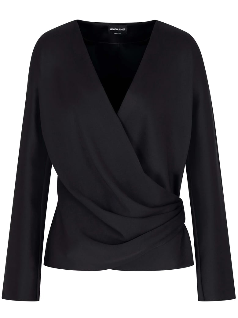 double black silk satin shirt by Selfnex