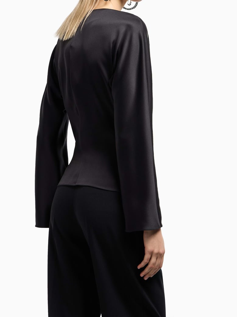 double black silk satin shirt by Selfnex