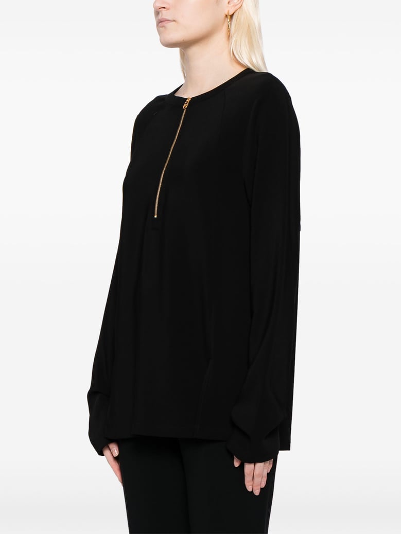 iconic zip detailed black top by Selfnex