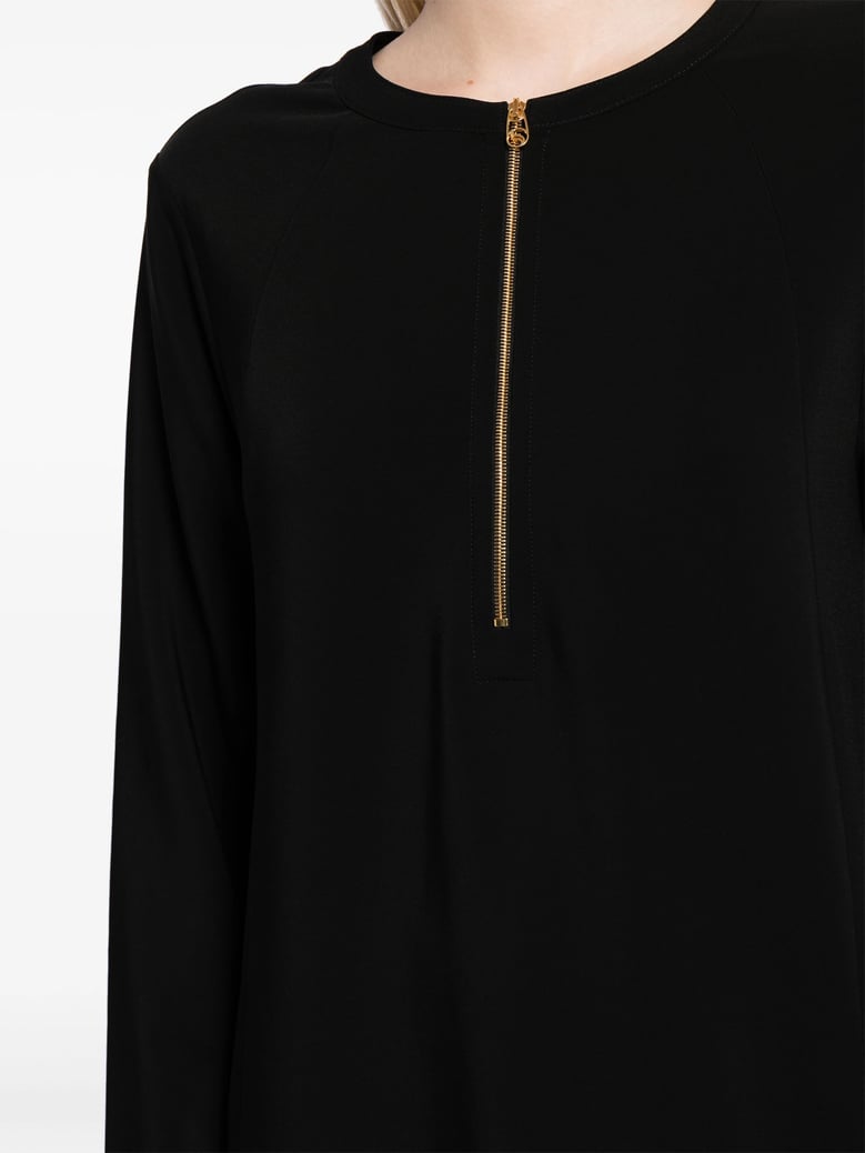 iconic zip detailed black top by Selfnex