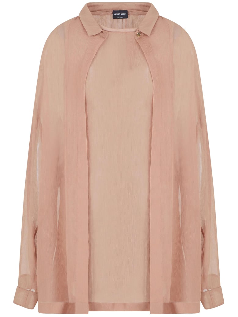 wide pink silk shirt by Selfnex