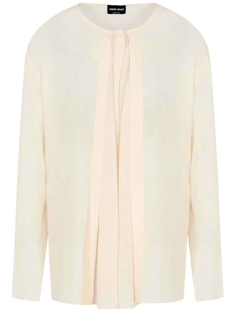nude silk georgette shirt by Selfnex