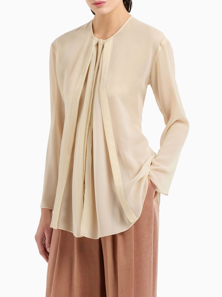 nude silk georgette shirt by Selfnex