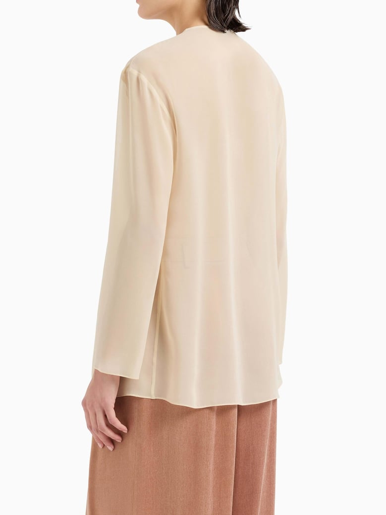 nude silk georgette shirt by Selfnex
