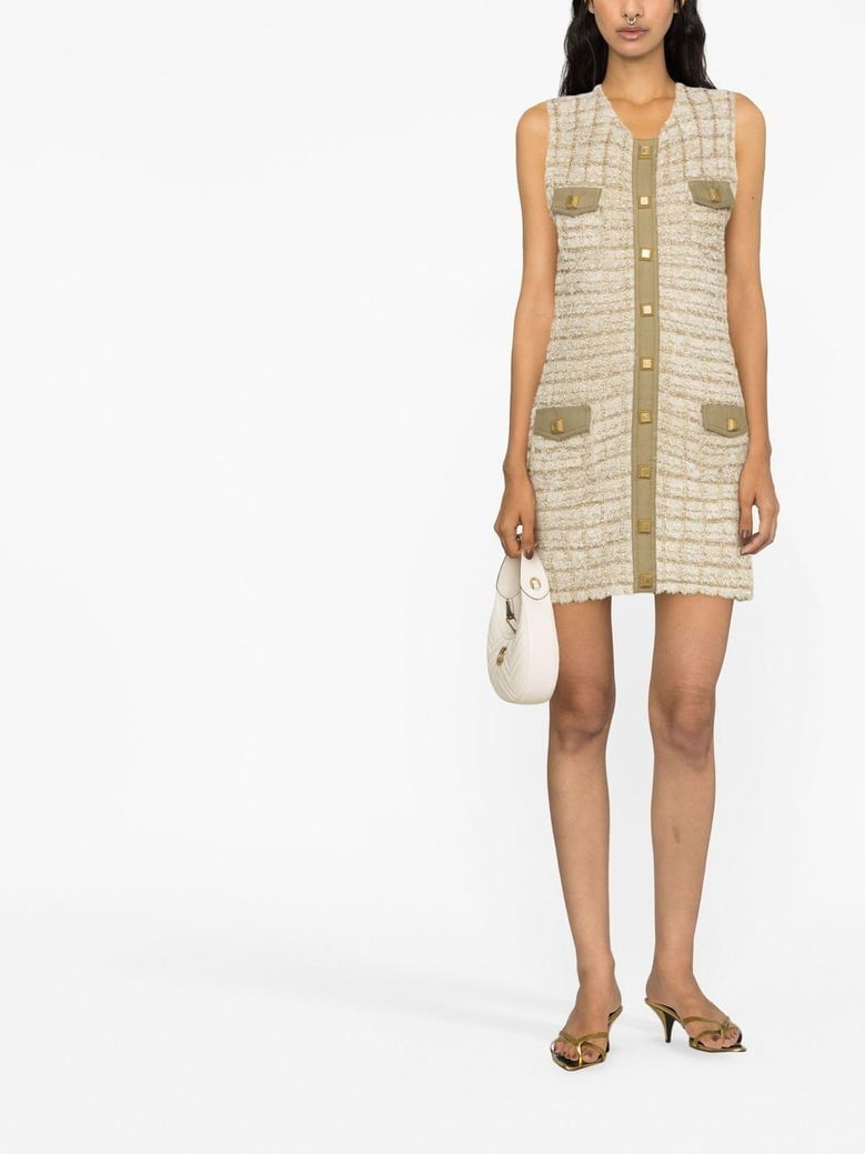 nude tweed short dress by Selfnex