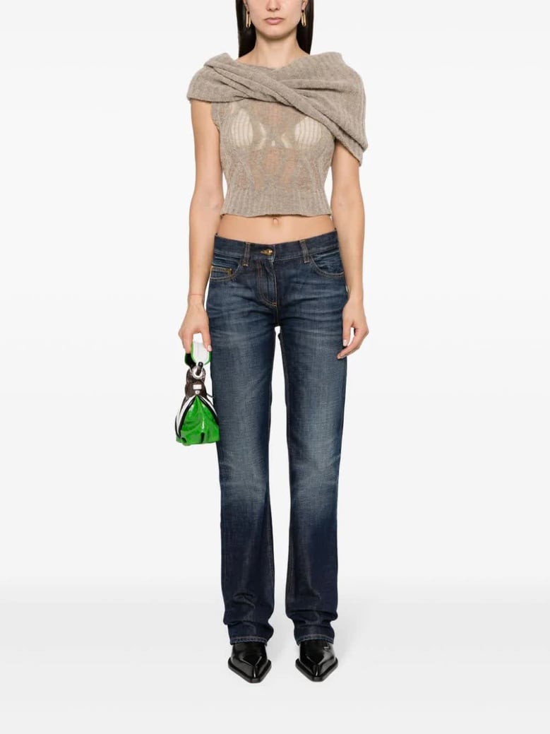 denim straight leg blue jeans by Selfnex