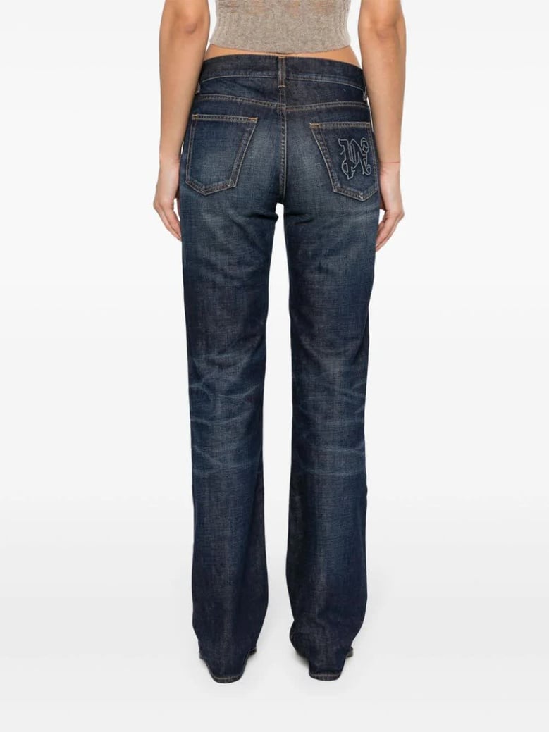 denim straight leg blue jeans by Selfnex