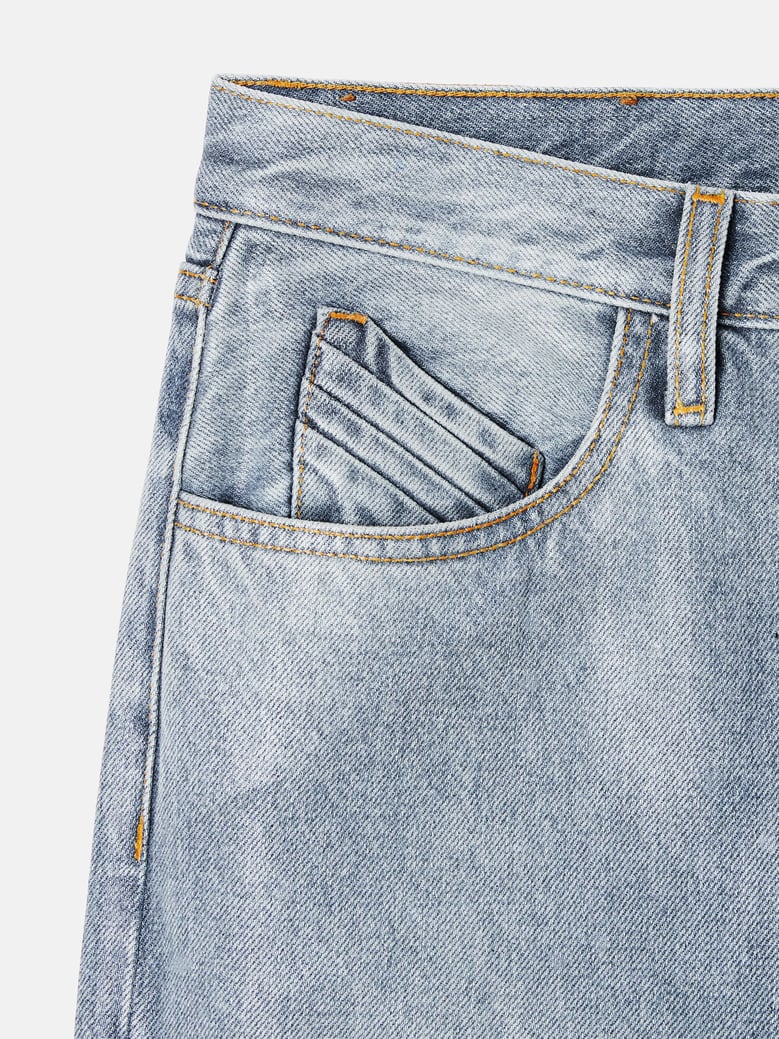 sky blue long cotton trousers by Selfnex