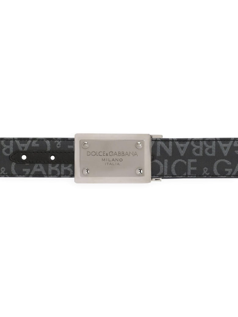 black coated jacquard belt by Selfnex