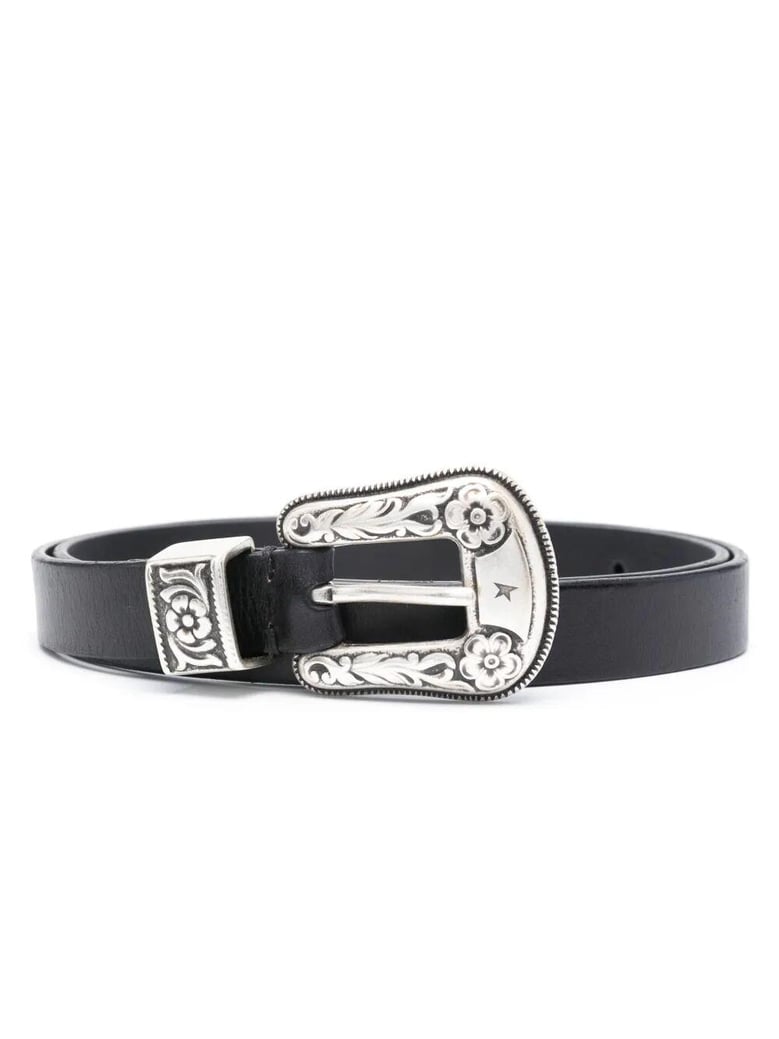 black leather belt by Selfnex