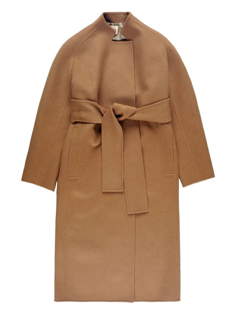 belted wrap single breasted coat by Selfnex