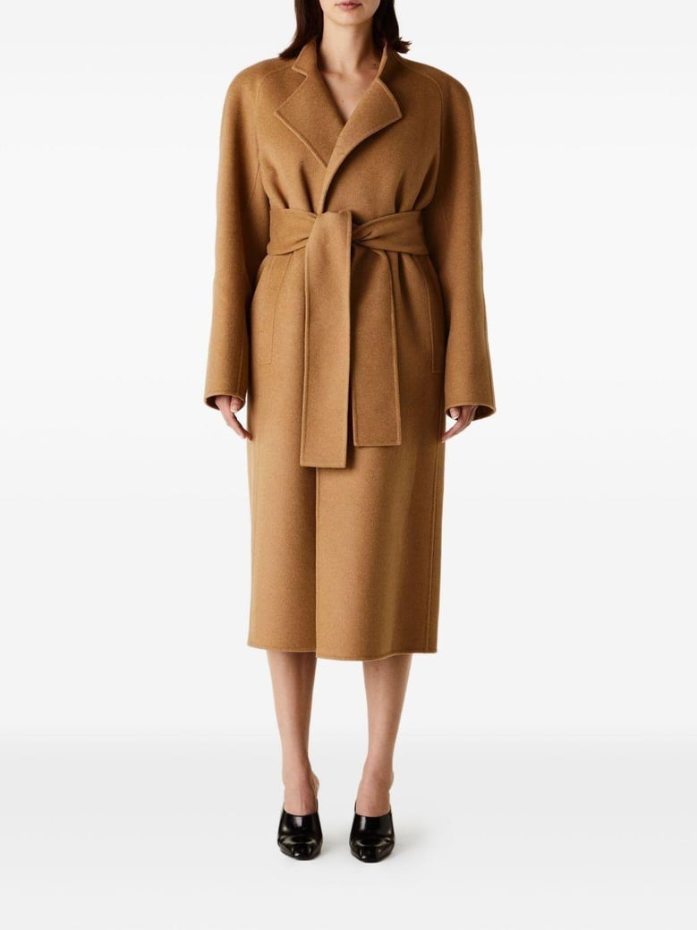 belted wrap single breasted coat by Selfnex