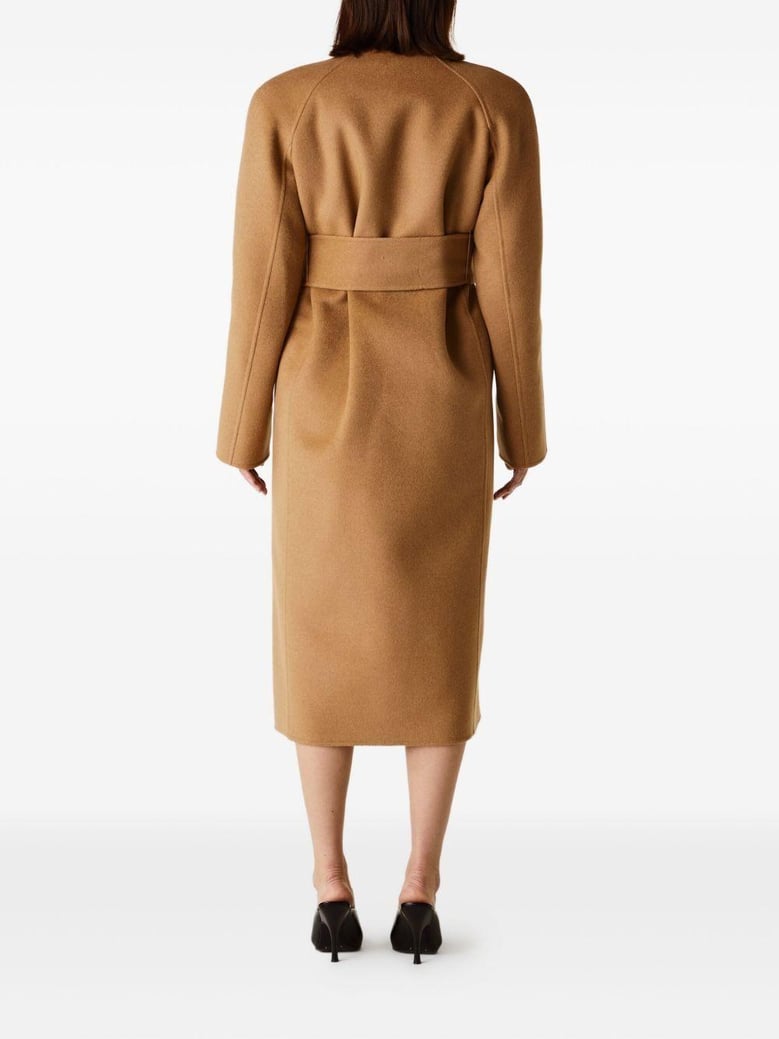 belted wrap single breasted coat by Selfnex