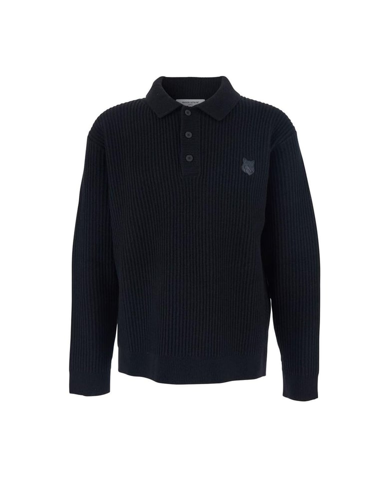 fox head wool ribbed polo jumper by Selfnex